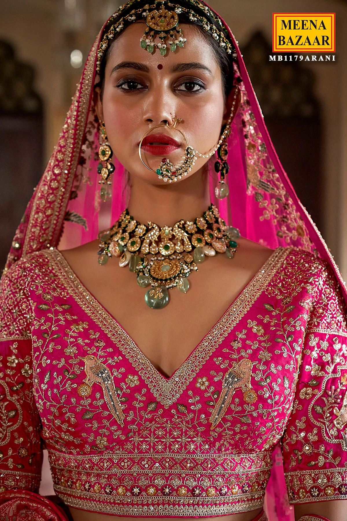 Rani Silk Zari and Sequin Embroidered Bridal Lehenga – Luxurious Wedding Wear - Image 2