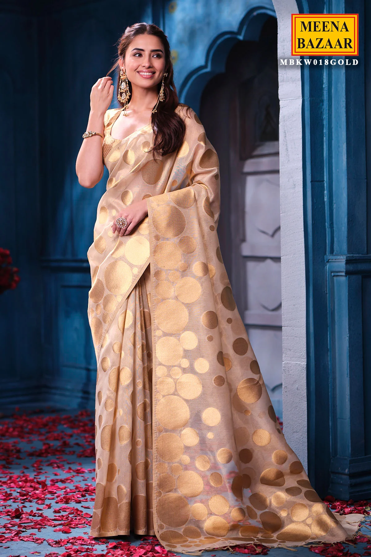 Antiqiue Gold Tissue Weaving Saree Festive & Wedding Wear - Image 3