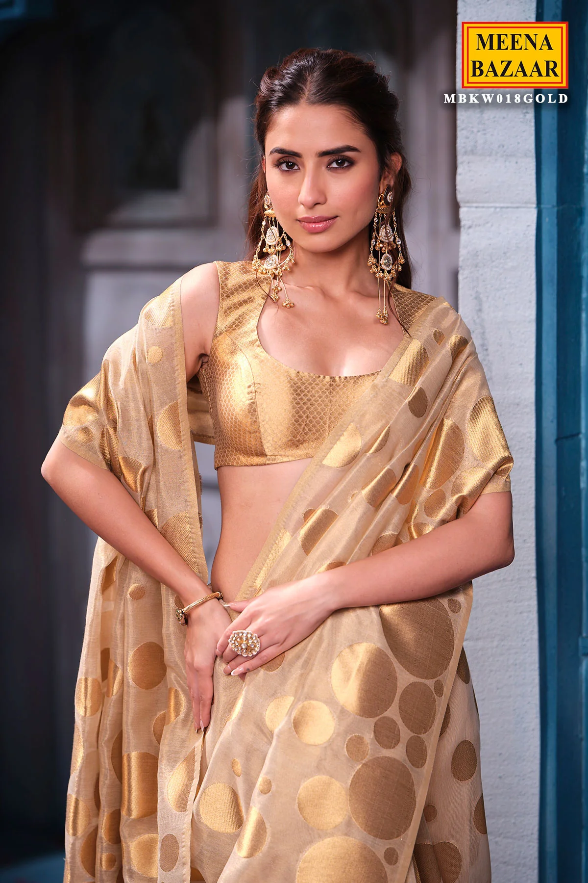 Antiqiue Gold Tissue Weaving Saree Festive & Wedding Wear - Image 5