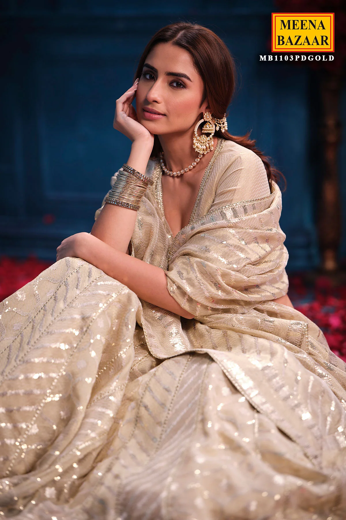 Antique Gold Tissue Lehenga Elegant Festive & Wedding Wear - Image 12