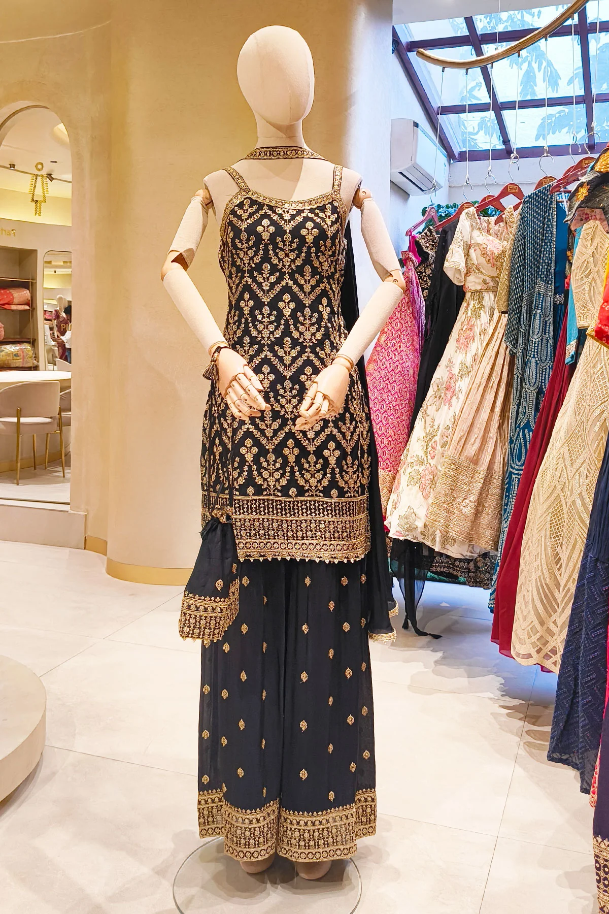 Black Chinon Ready Made Suit with Embroidery - Image 7