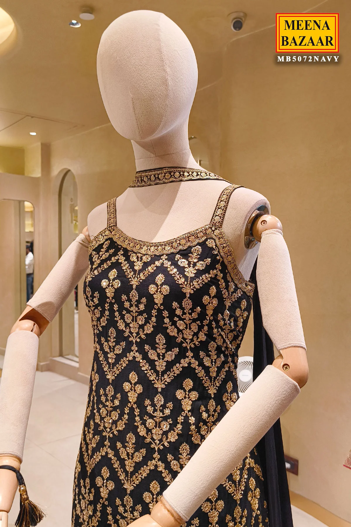 Black Chinon Ready Made Suit with Embroidery - Image 8