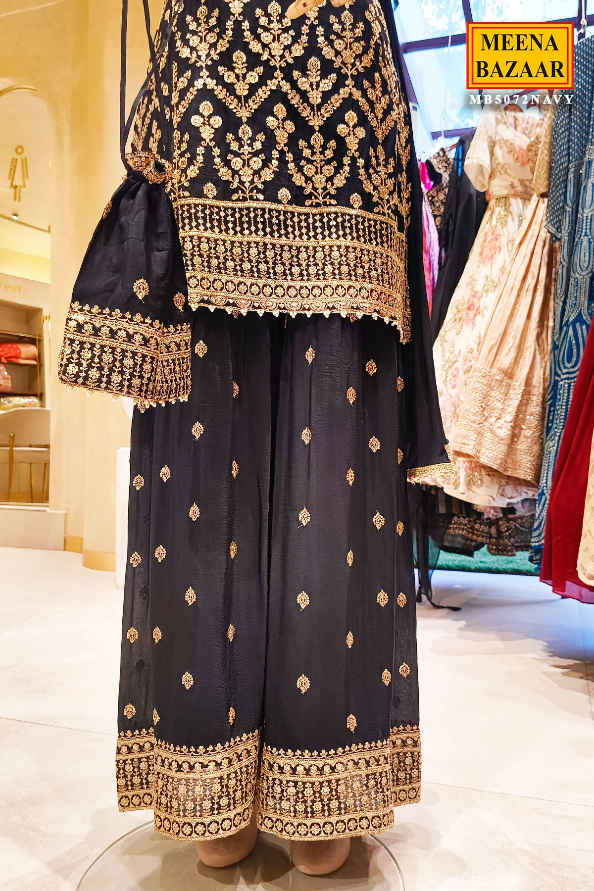 Black Chinon Ready Made Suit with Embroidery - Image 9