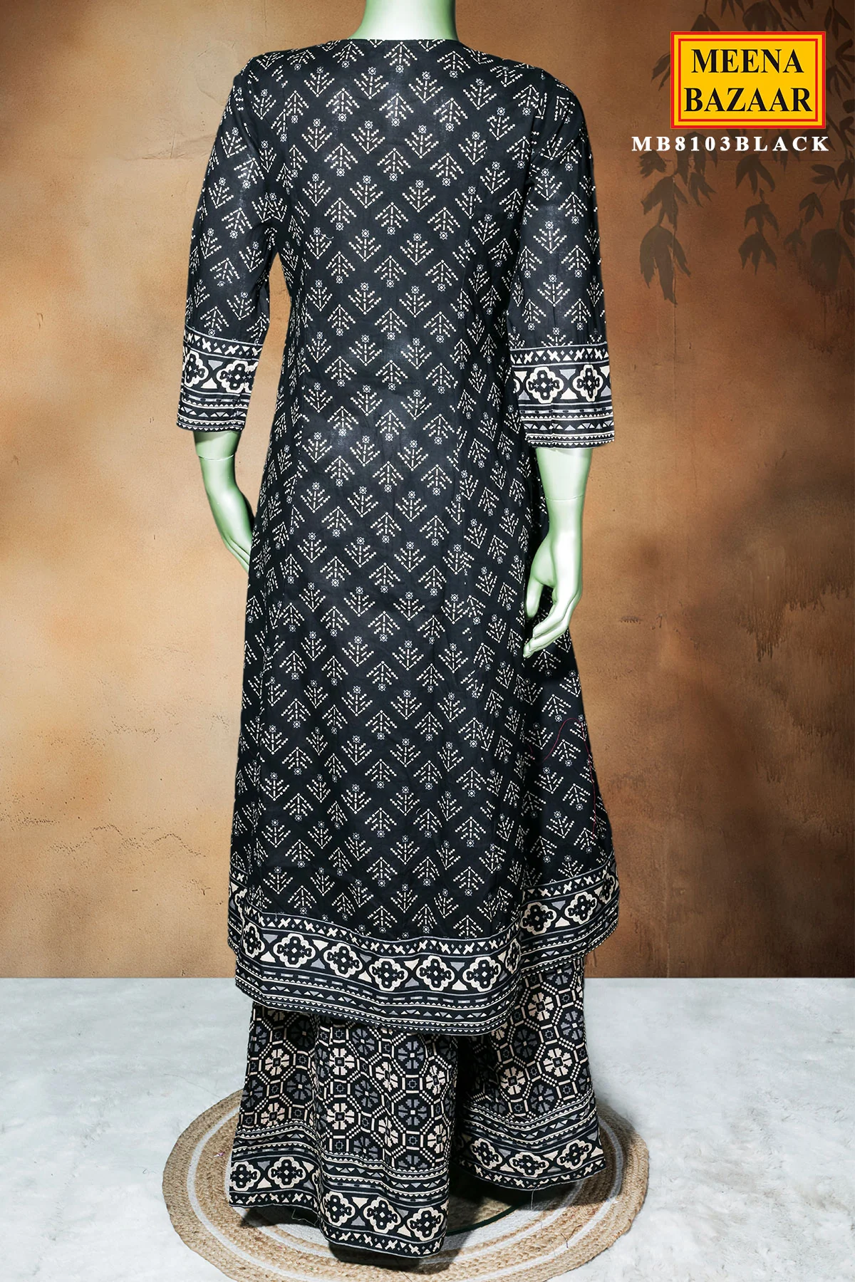 Black Cotton Ready-Made Suit with Elegant Neck Embroidery - Image 4