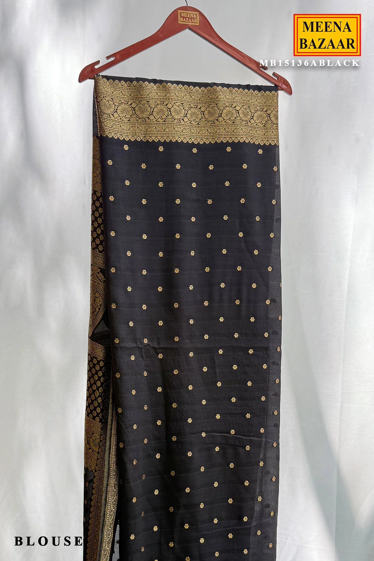 Black Georgette Saree with Elegant Weaving Work - Image 3