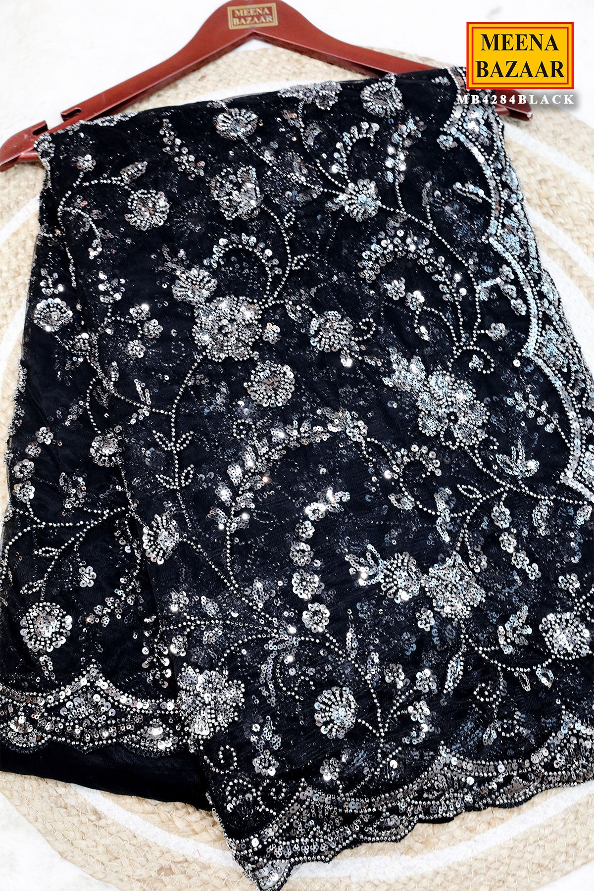 Black Shimmer Saree Elegant Party & Festive Wear - Image 11