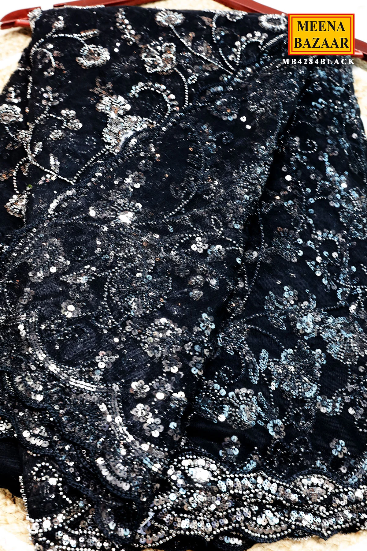Black Shimmer Saree Elegant Party & Festive Wear - Image 12