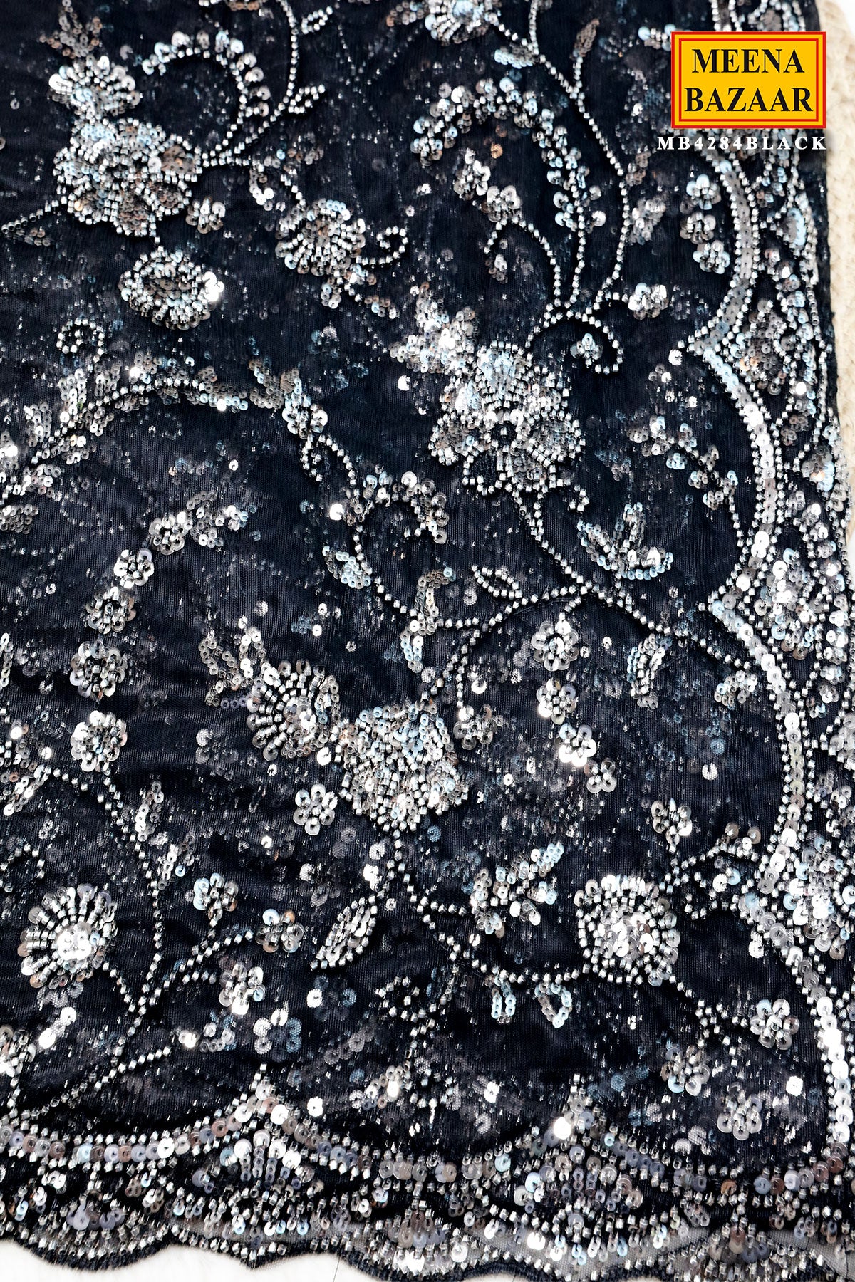 Black Shimmer Saree Elegant Party & Festive Wear - Image 13