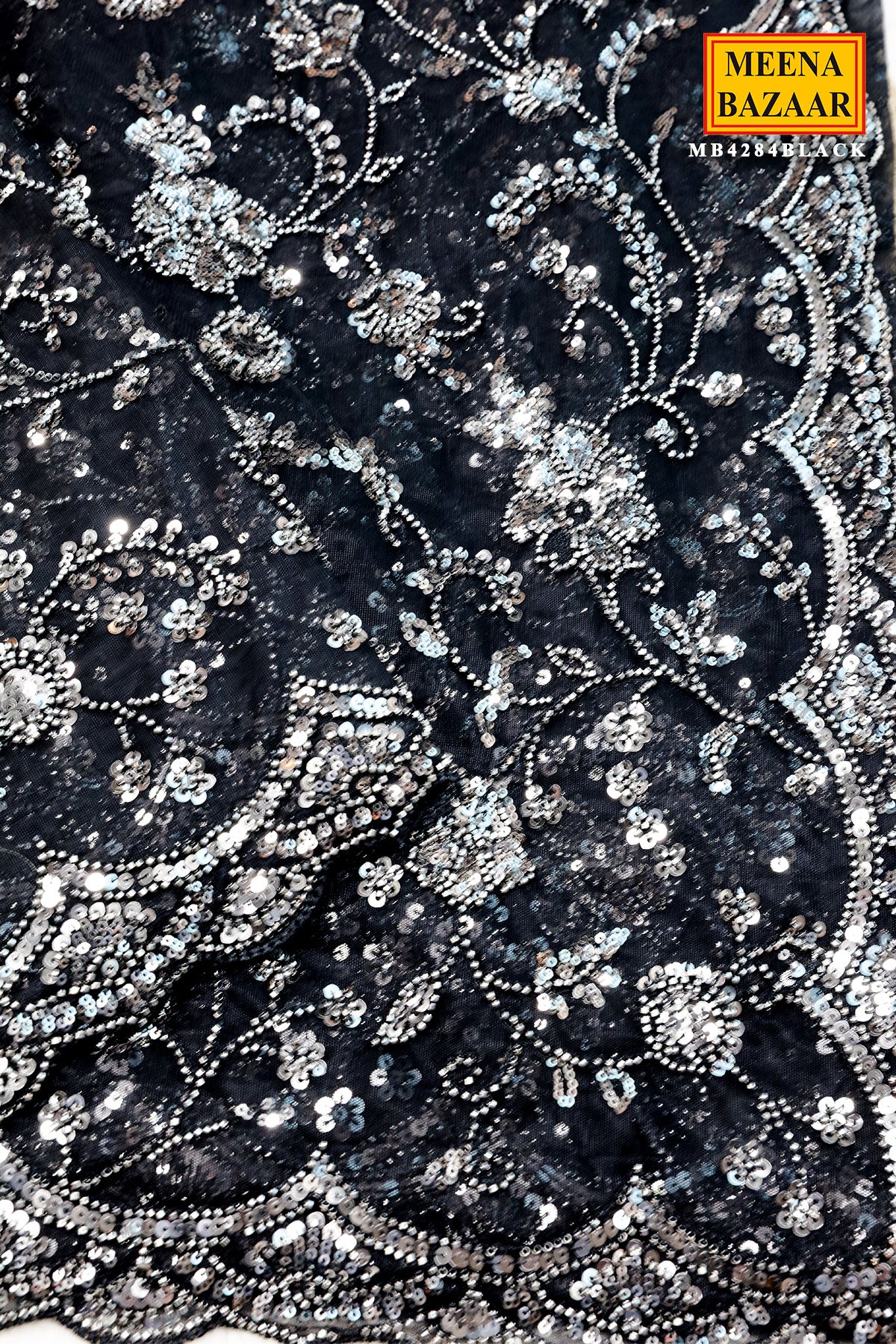 Black Shimmer Saree Elegant Party & Festive Wear - Image 14