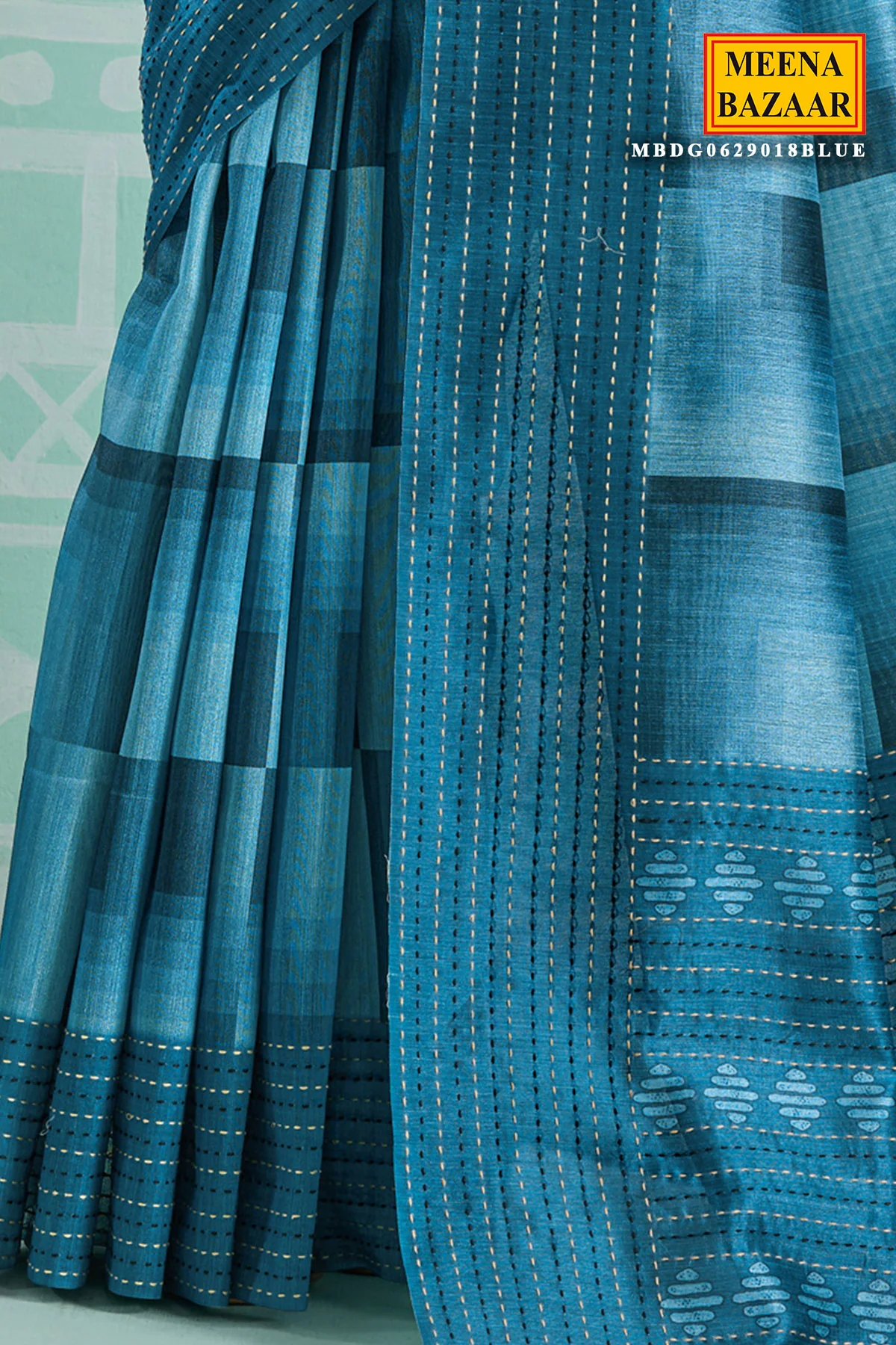 Blue Silk Embroidered Saree - Elegant Festive & Wedding Wear - Image 3