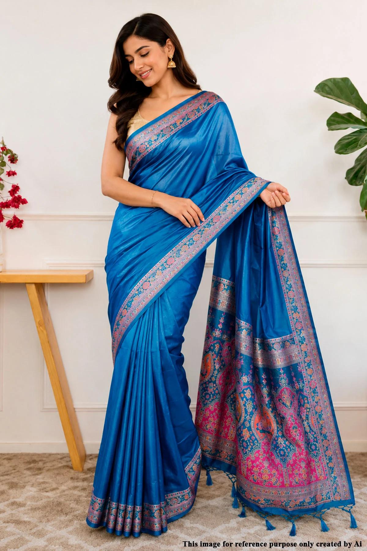Blue Silk Saree with Traditional Weaving