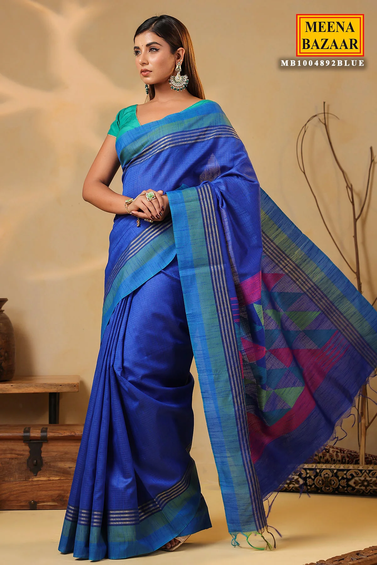 Blue Silk Weaving Saree Elegant Festive & Wedding Wear - Image 3