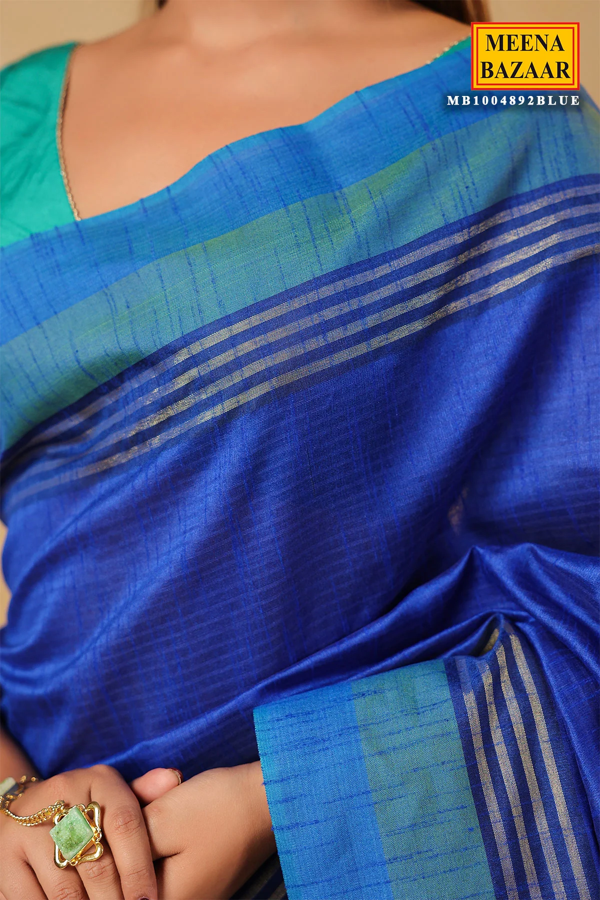 Blue Silk Weaving Saree Elegant Festive & Wedding Wear - Image 4