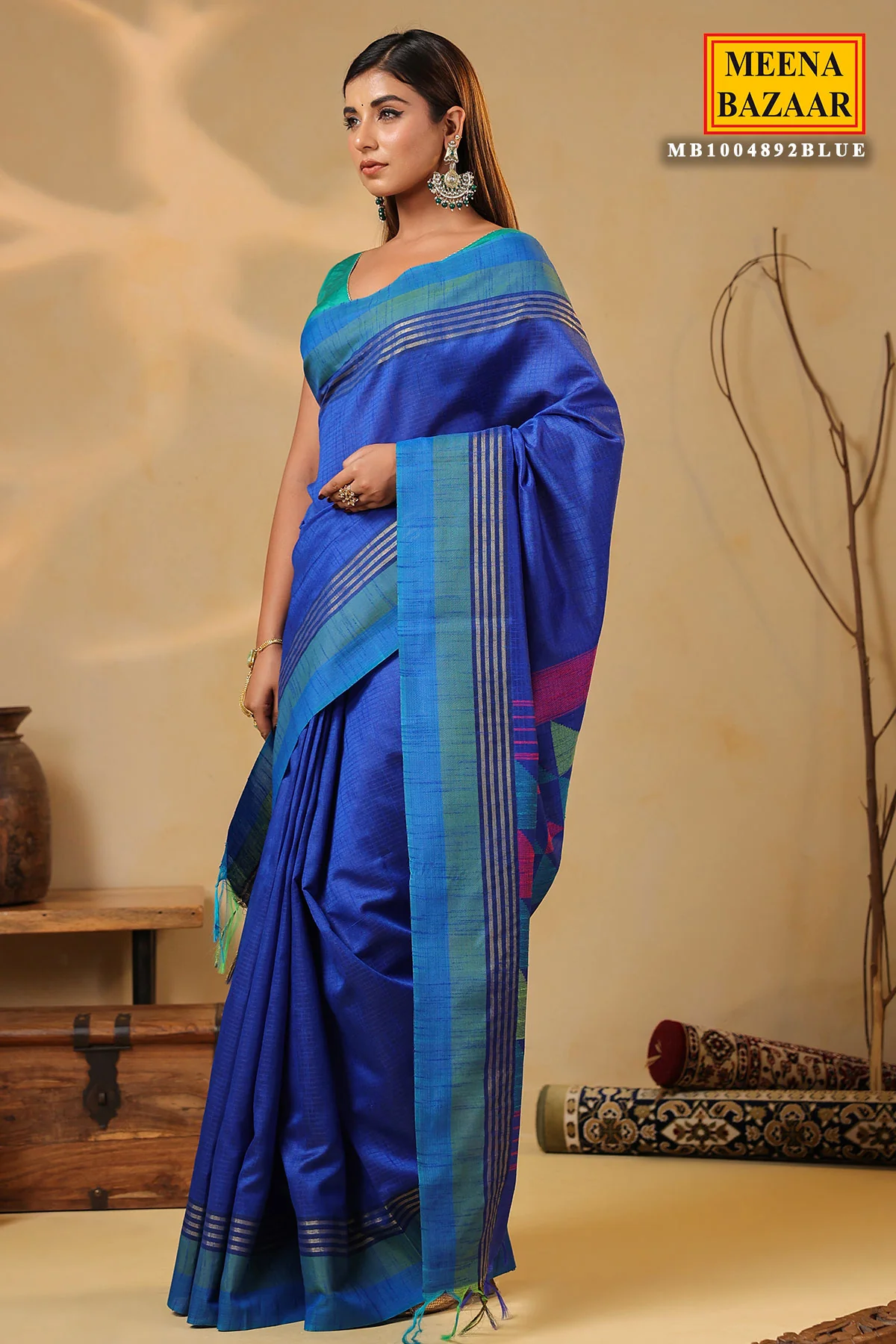 Blue Silk Weaving Saree Elegant Festive & Wedding Wear - Image 5