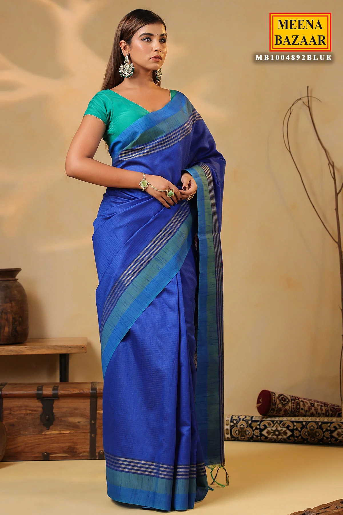 Blue Silk Weaving Saree Elegant Festive & Wedding Wear - Image 7