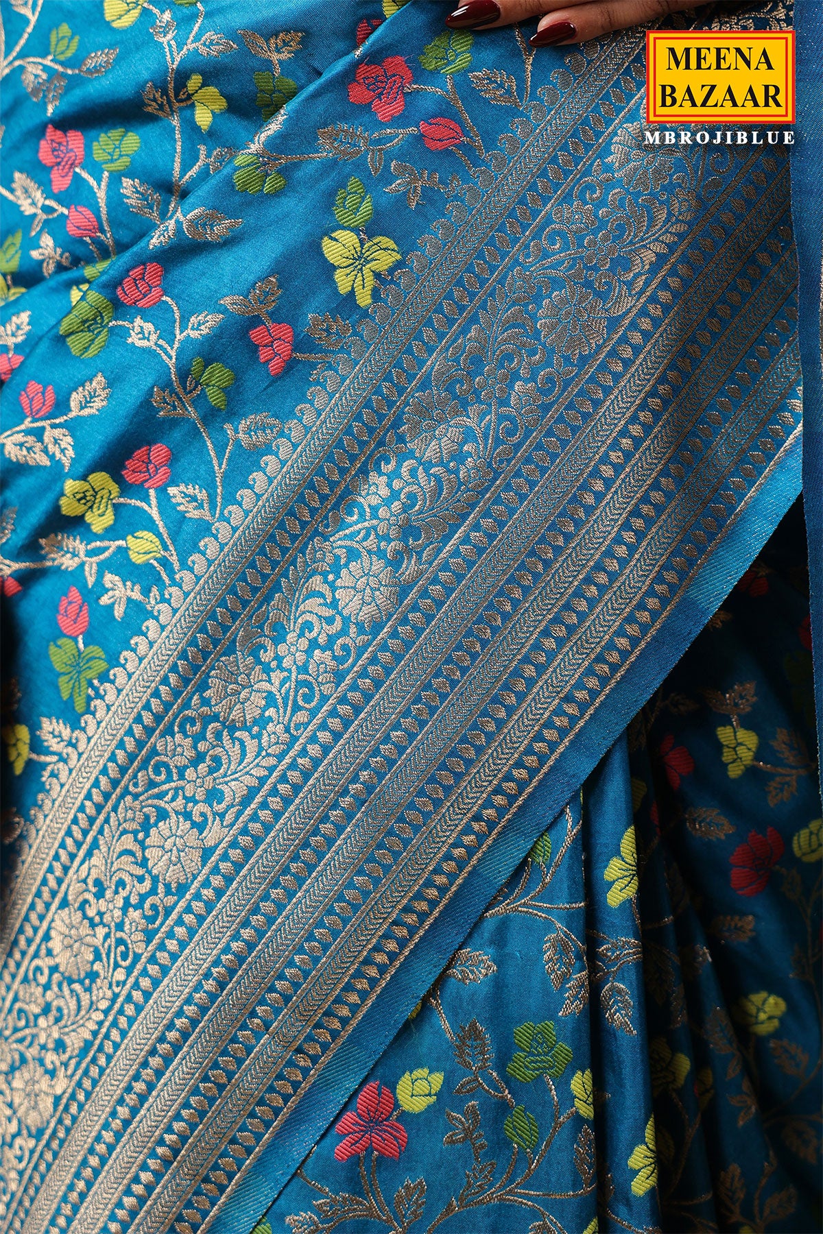 Blue Silk Weaving Saree Elegant Traditional & Party Wear - Image 4