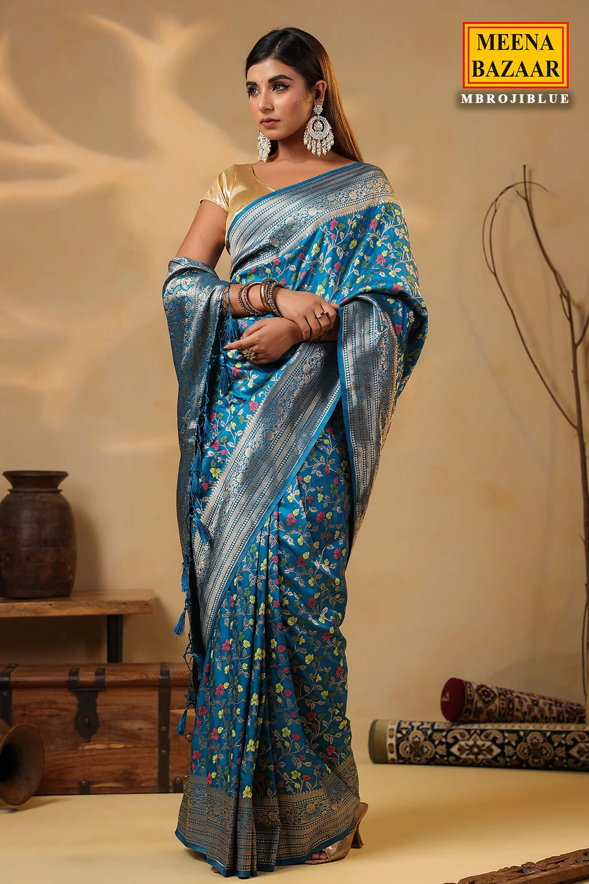 Blue Silk Weaving Saree Elegant Traditional & Party Wear - Image 6