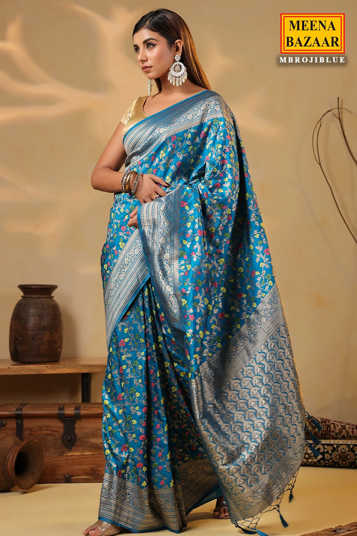 Blue Silk Weaving Saree Elegant Traditional & Party Wear - Image 7