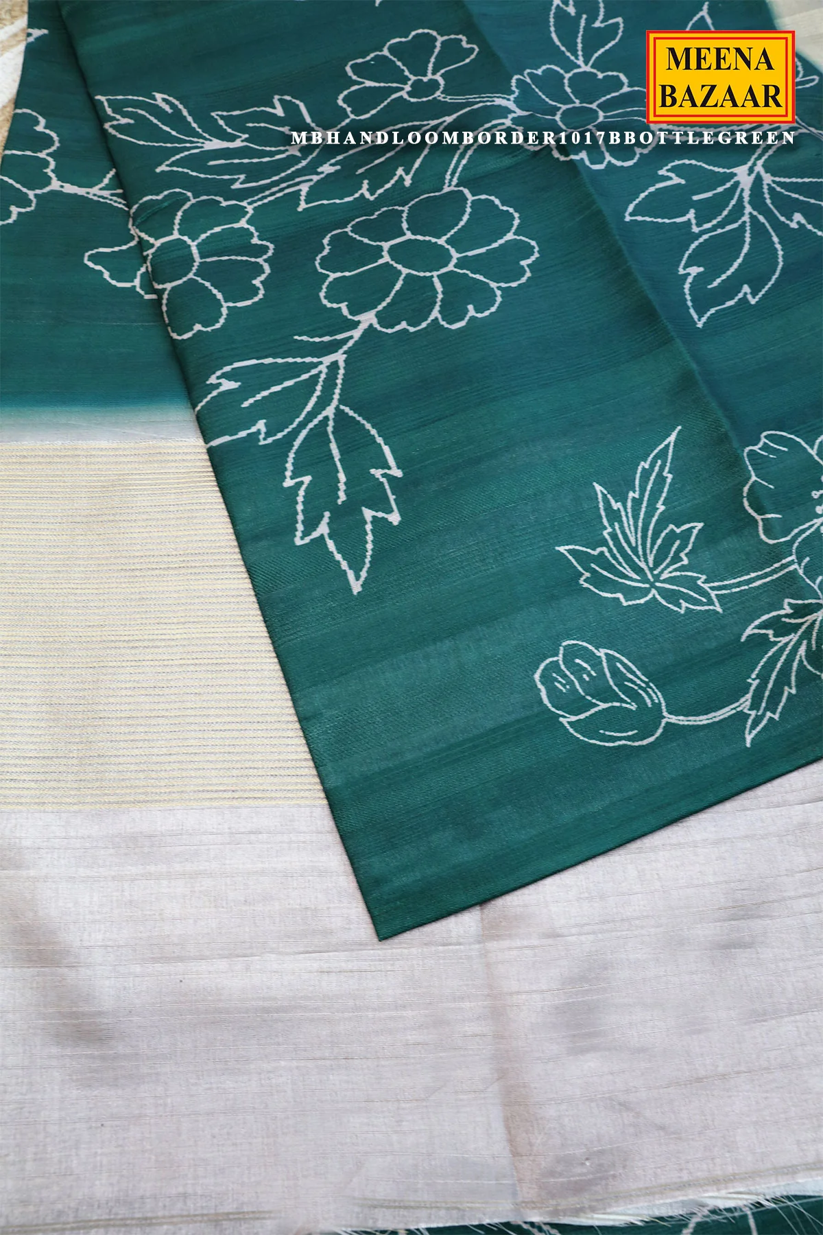 Bottle Green Cotton Weaving Saree Elegant Handloom Wear - Image 17