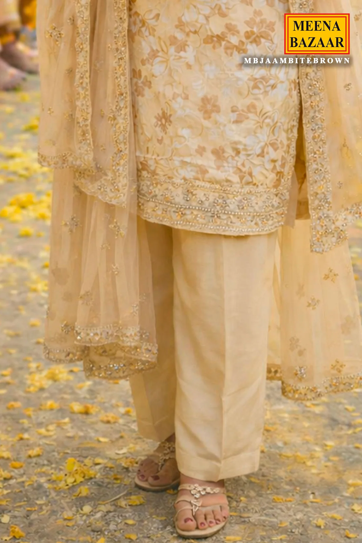 Classic Brown Cotton Unstitched Suit with Elegant Embroidered Detailing - Image 3