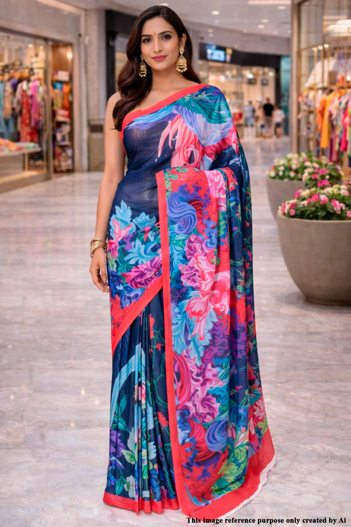 Classic Navy Petal Georgette Saree – Elegant Everyday Luxury - Image 7