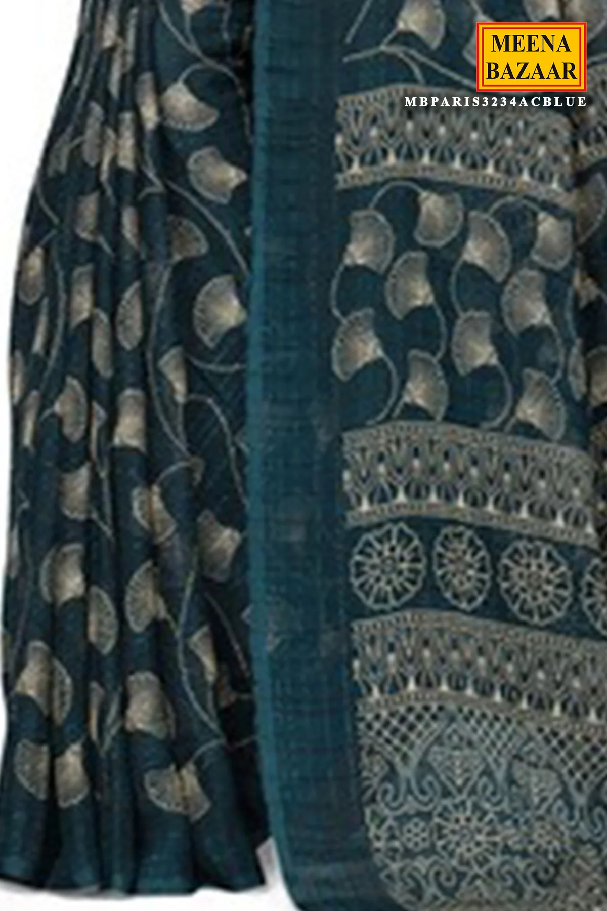 Elegant Blue Georgette Printed Saree - Image 3