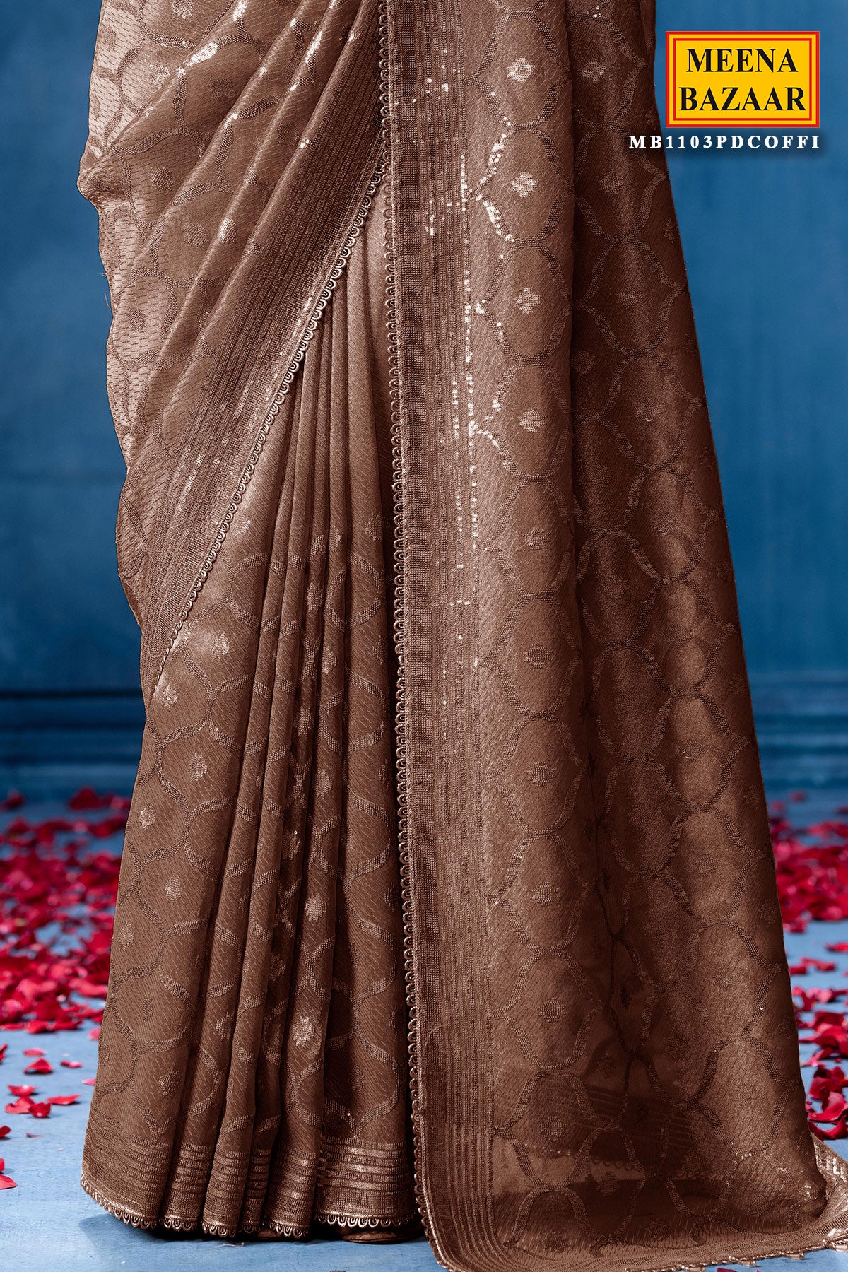 Copper Tissue Saree Elegant Festive & Party Wear - Image 3