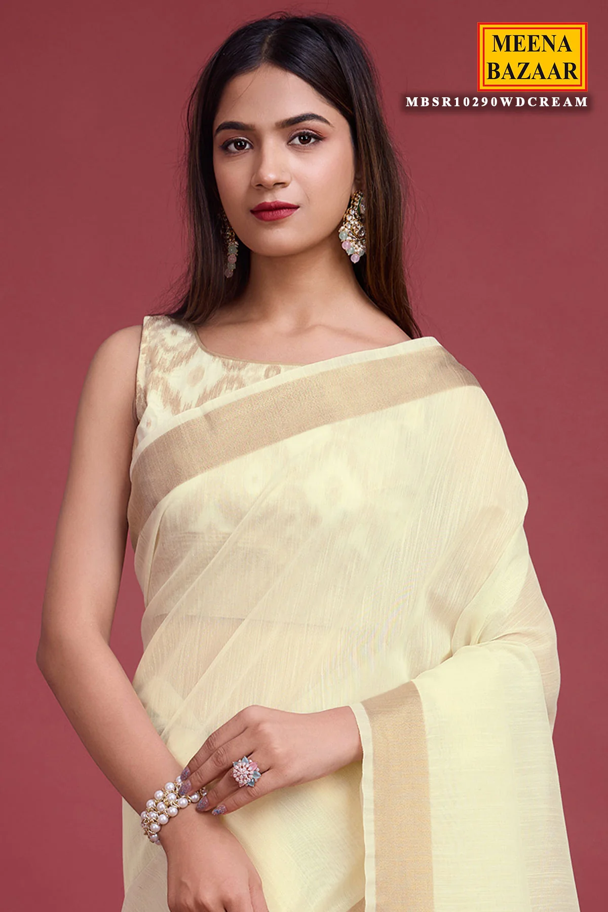 Cream Cotton Weaving Saree – Elegant Everyday Comfort - Image 2