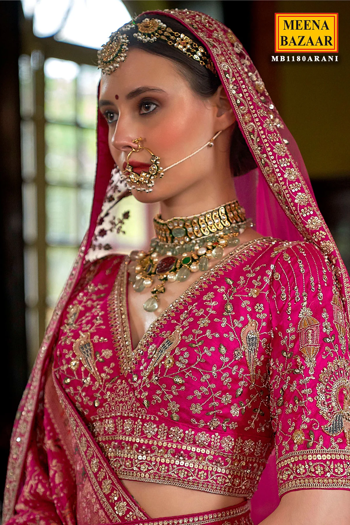 Rani Silk Zari and Sequin Embroidered Lehenga – Luxurious Bridal Wear - Image 2