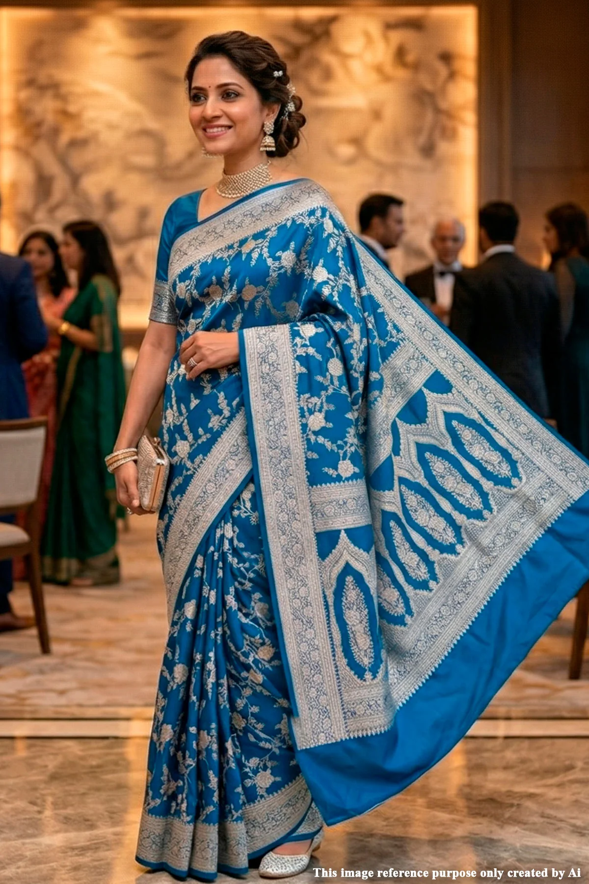 Elegant Blue Banarasi Saree - Statement Party Wear