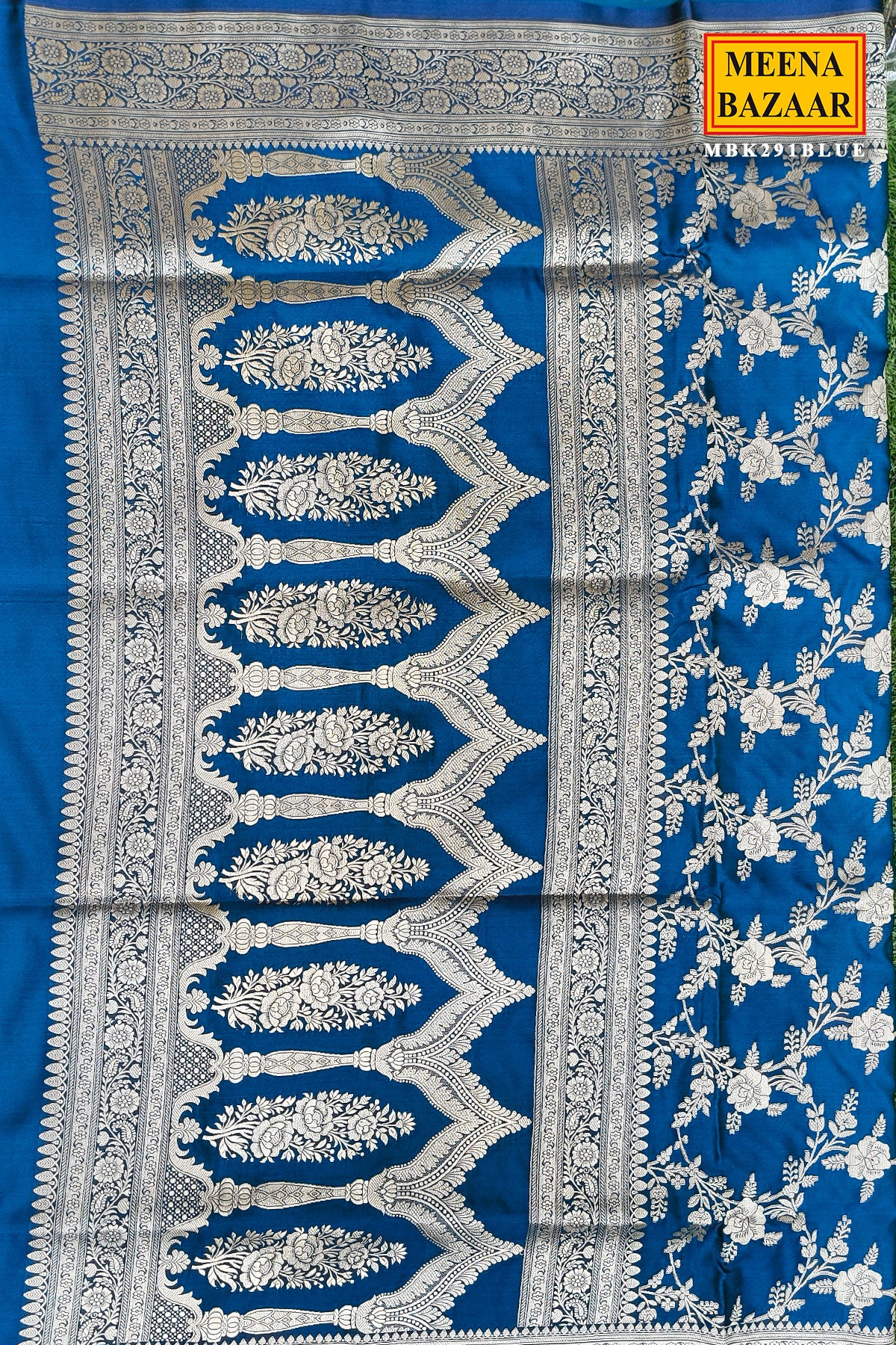 Elegant Blue Banarasi Saree - Statement Party Wear - Image 3