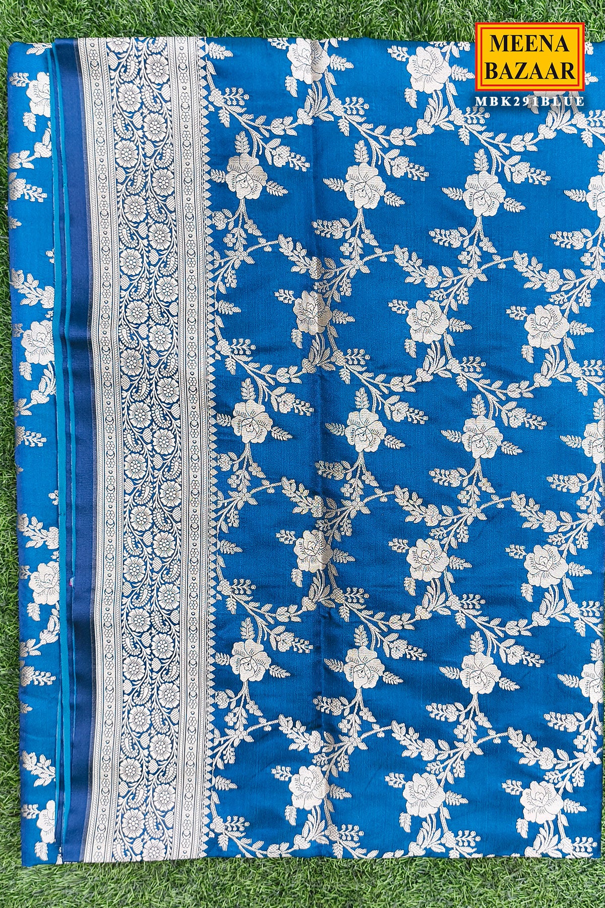 Elegant Blue Banarasi Saree - Statement Party Wear - Image 4