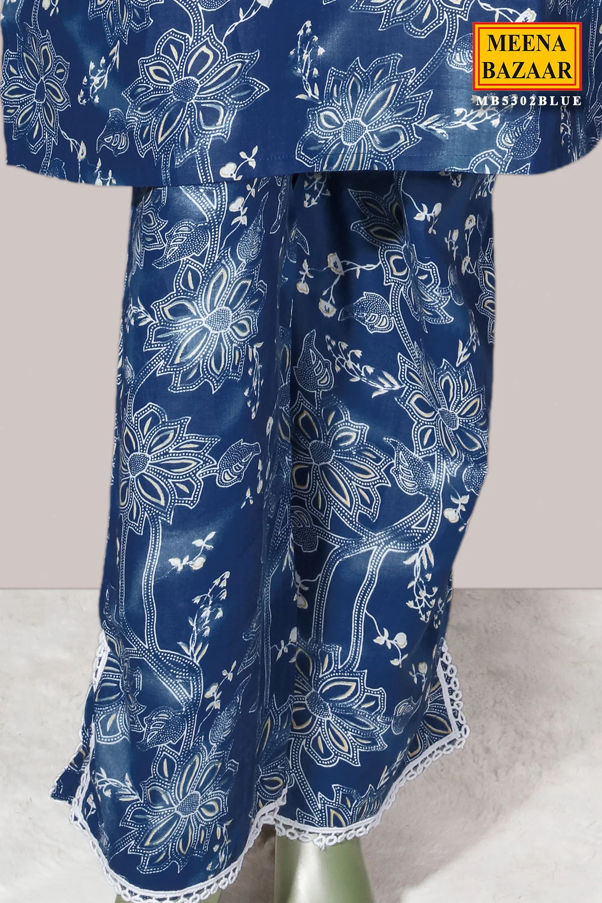 Elegant Blue Cotton Kurti with Stylish Printed Design - Image 4