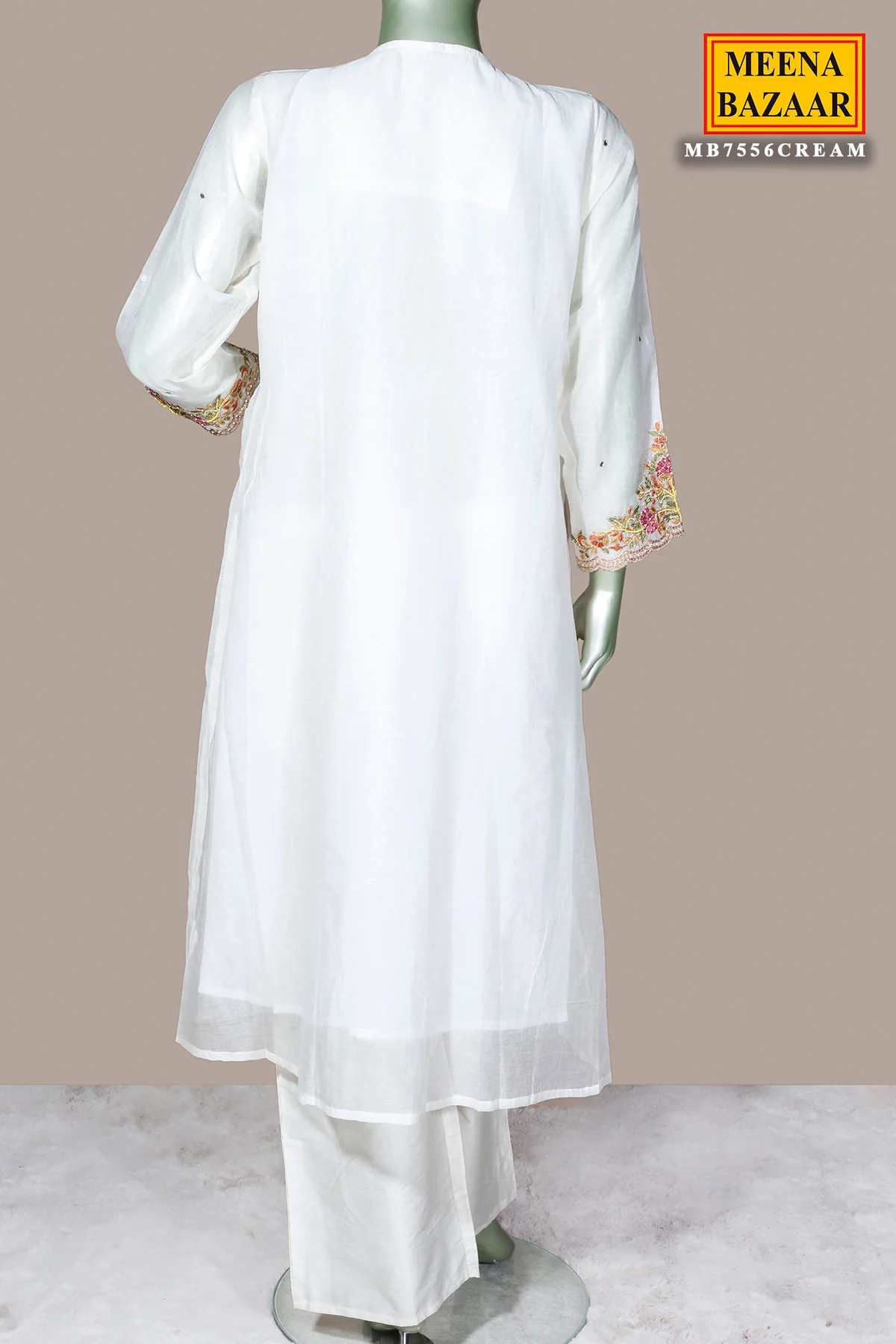 Elegant Cream Cotton Ready Made Suit with Classic Ethnic Appeal - Image 4