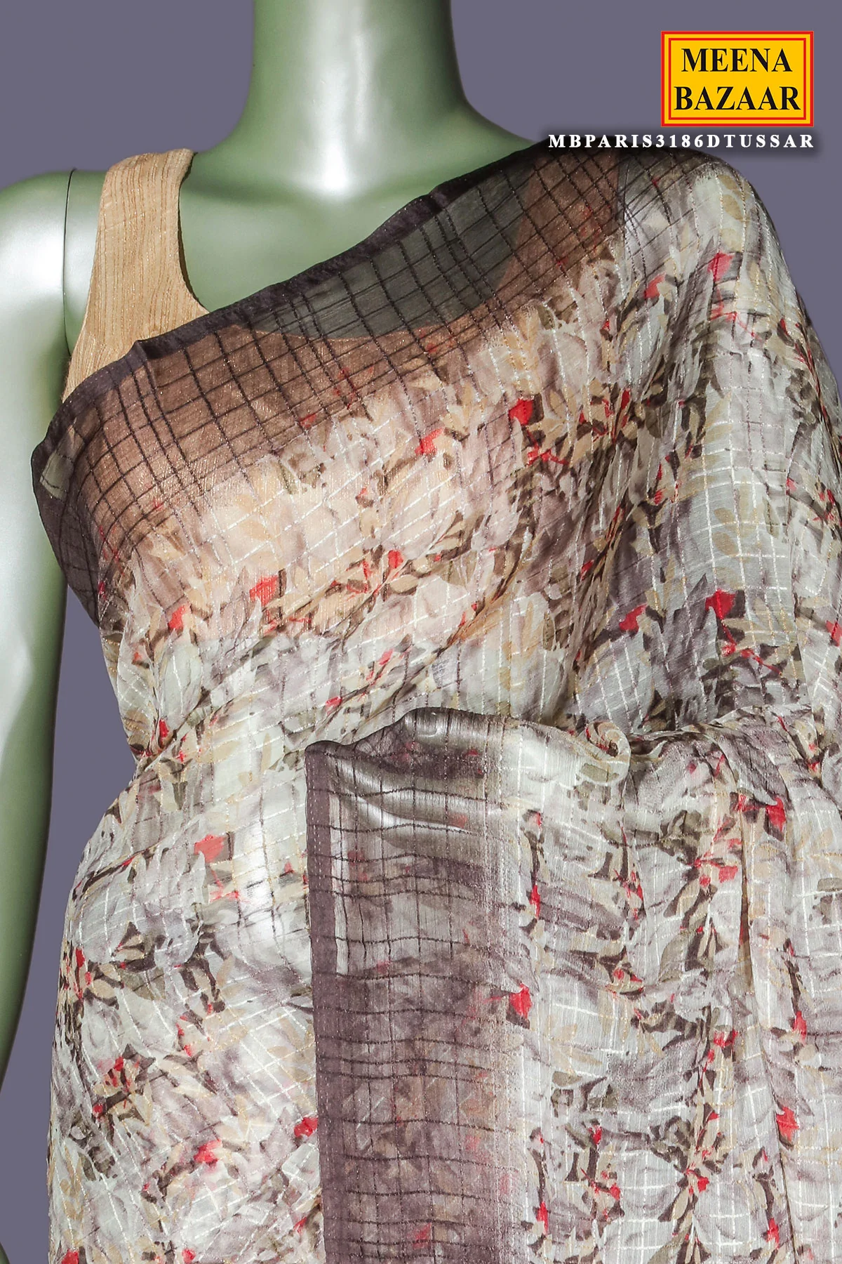 Classic Tussar Georgette Printed Saree - Image 5