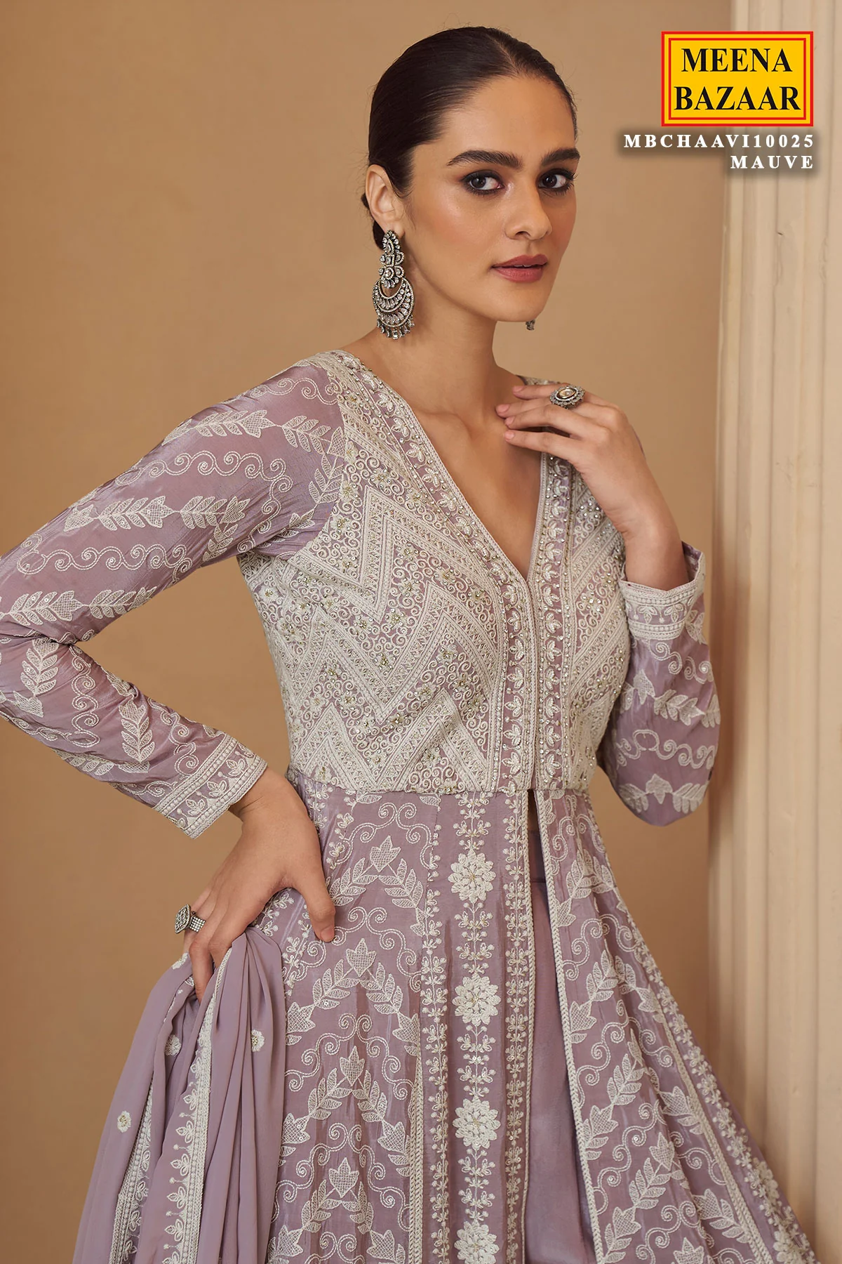 Elegant Mauve Georgette Ready-Made Suit - Image 3
