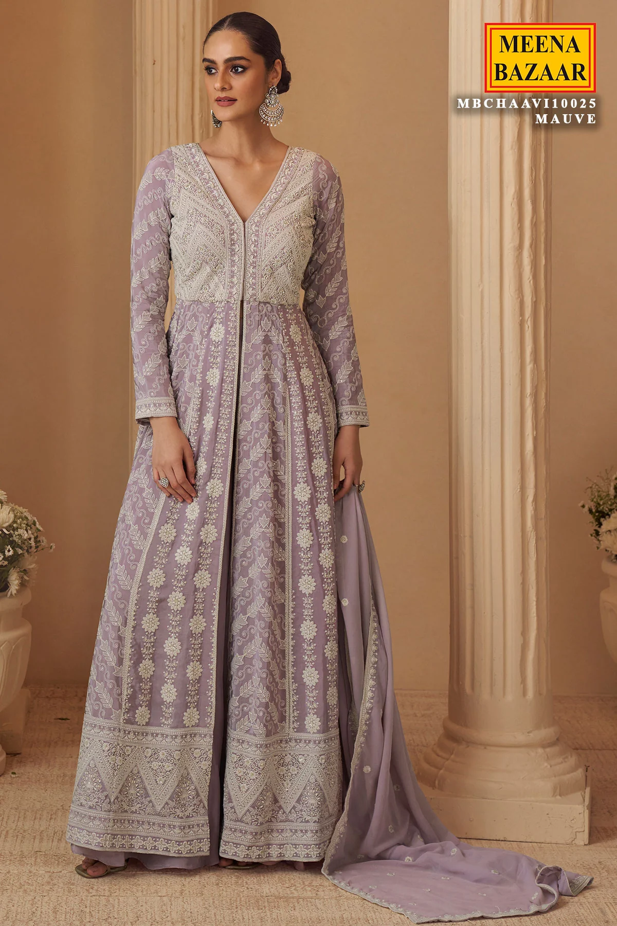 Elegant Mauve Georgette Ready-Made Suit - Image 4
