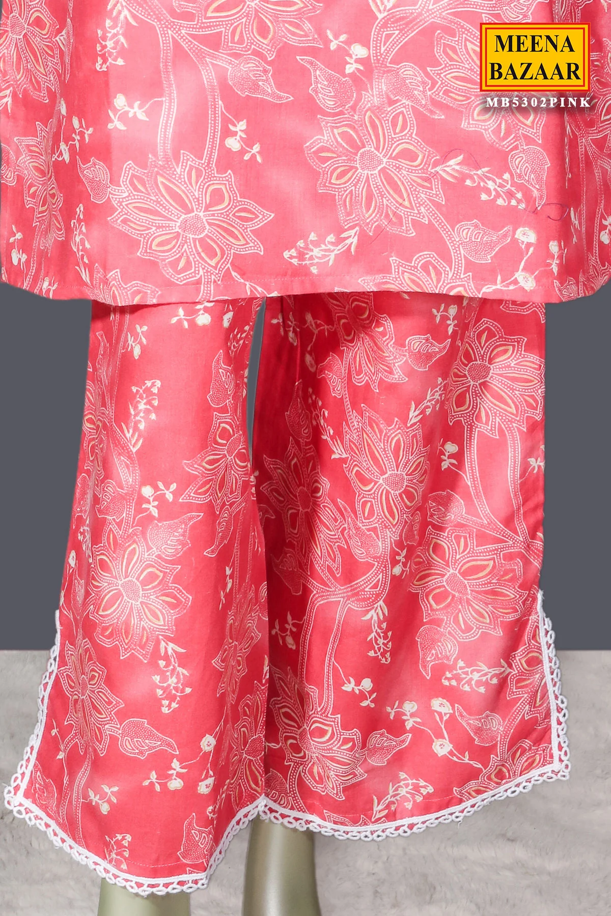 Elegant Pink Cotton Kurti with Graceful Printed Design - Image 4