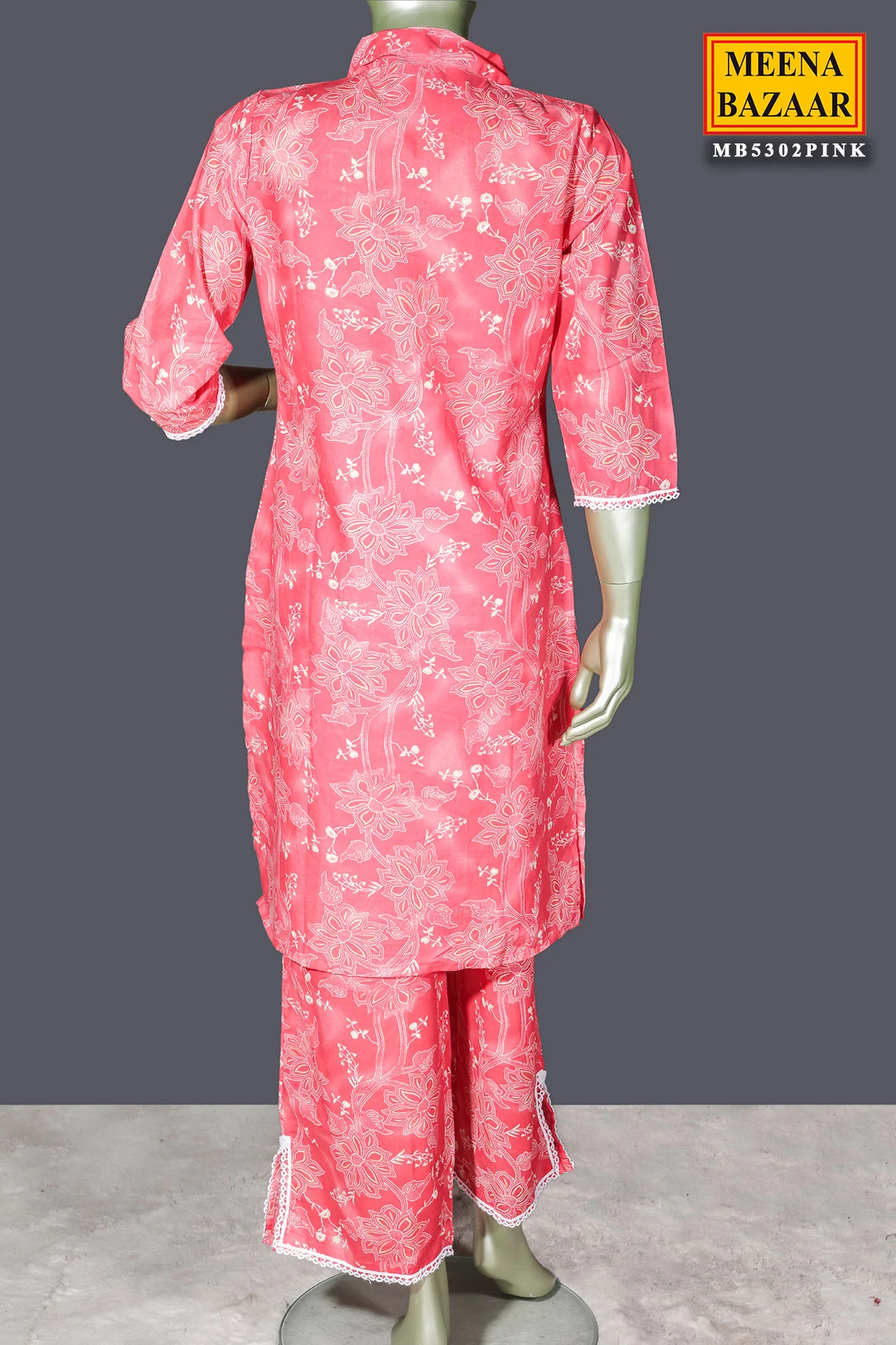 Elegant Pink Cotton Kurti with Graceful Printed Design - Image 5
