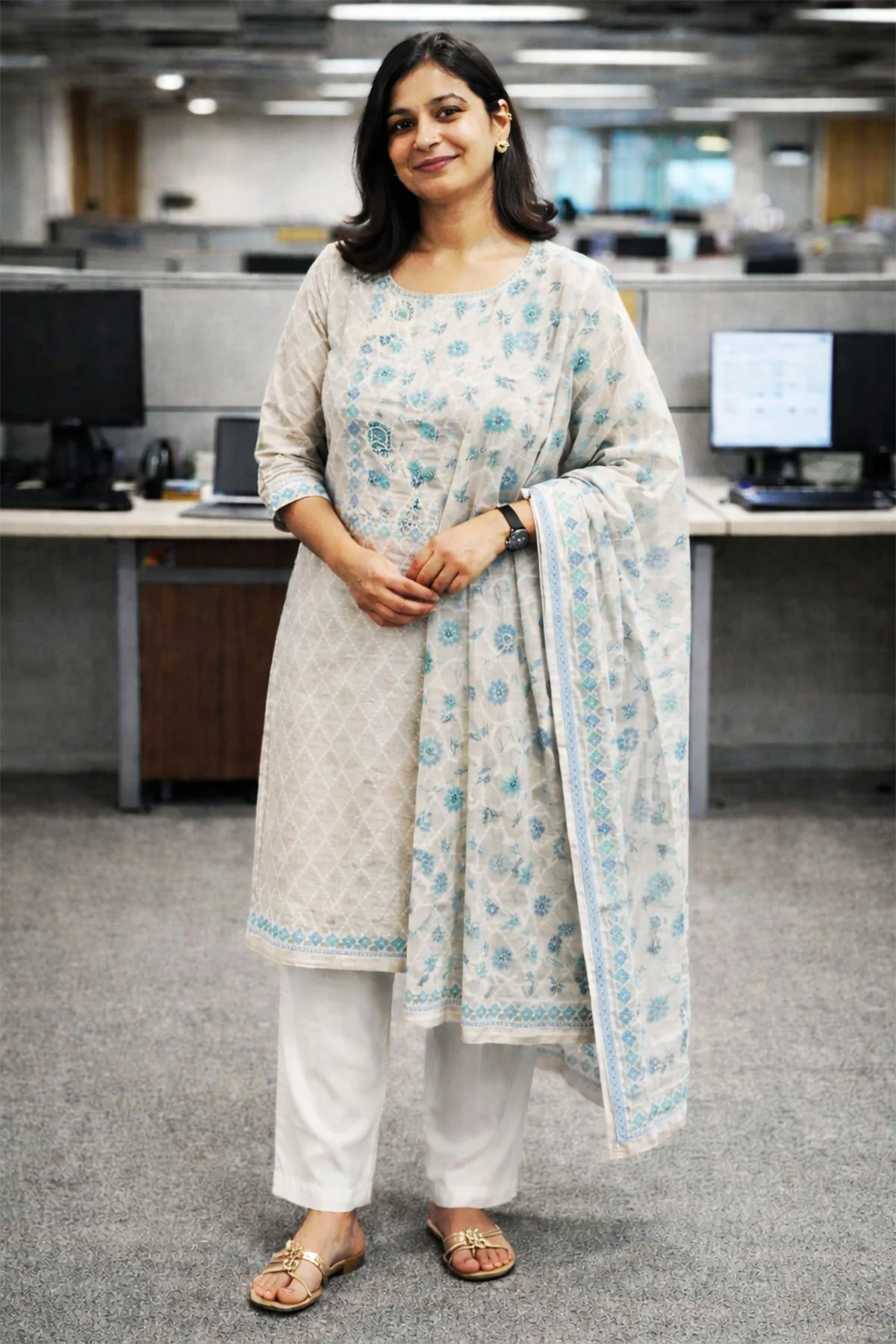 Elegant Rama Cotton Unstitched Suit with Embroidered Detailing - Image 2