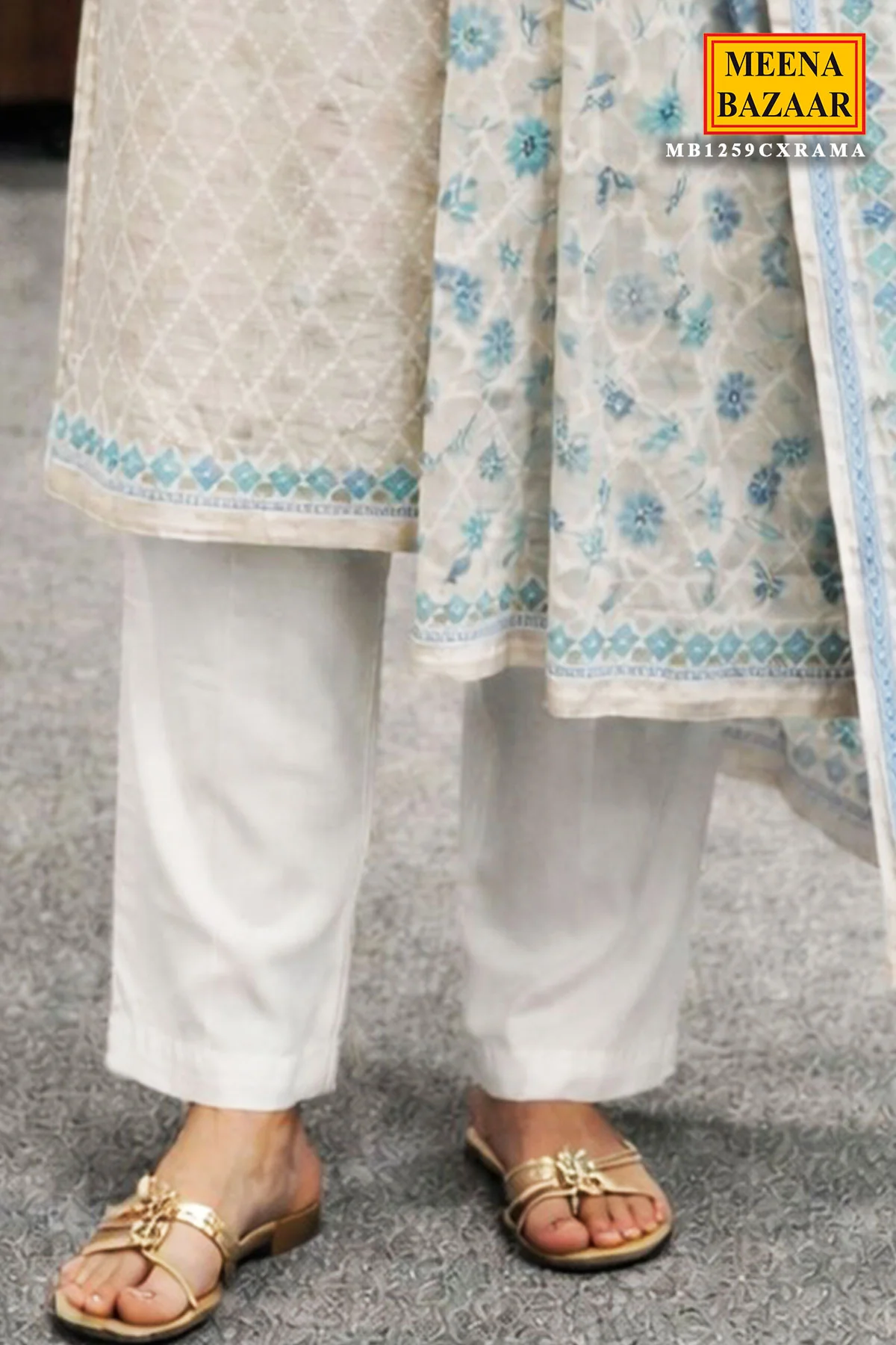 Elegant Rama Cotton Unstitched Suit with Embroidered Detailing - Image 4