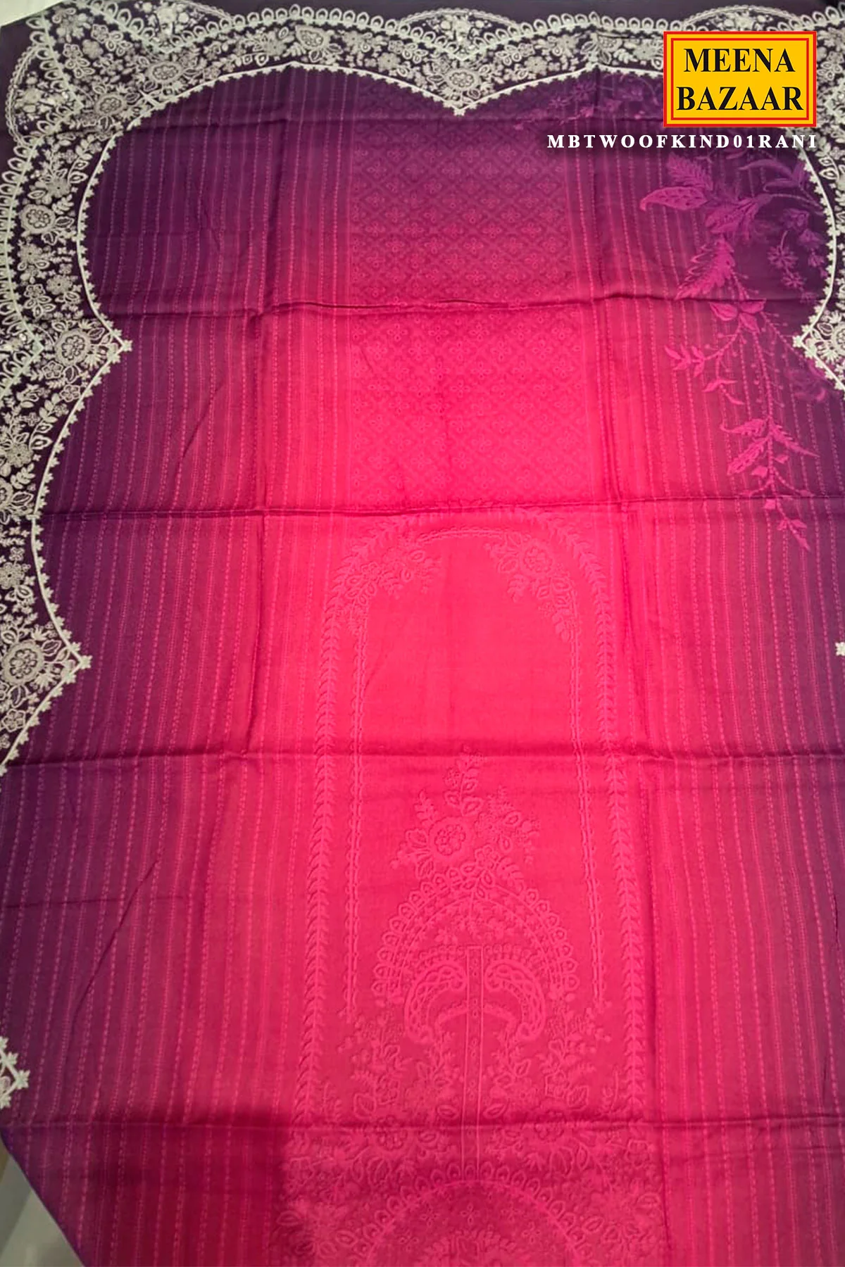 Elegant Rani Pashmina Unstitched Suit with Embroidered Detailing - Image 4