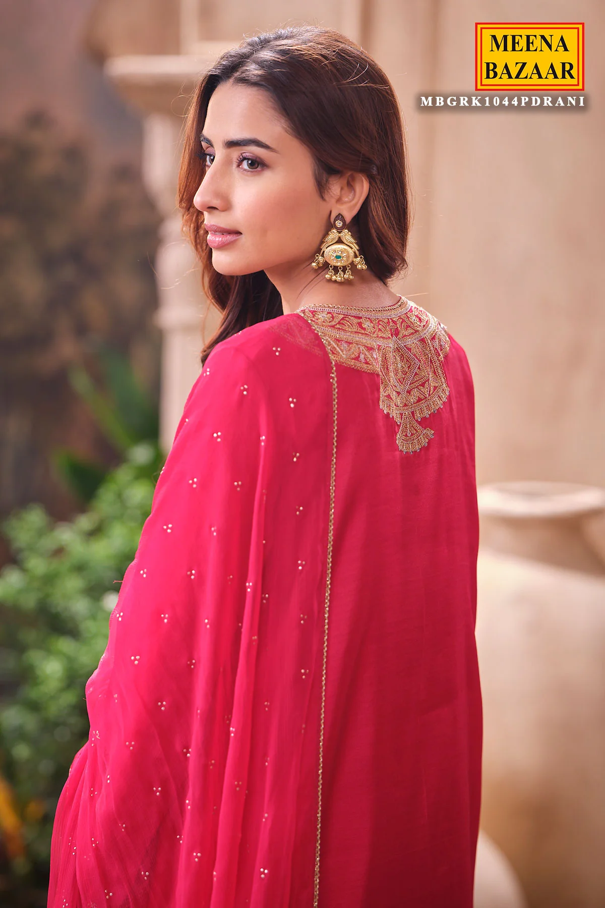 Rani Readymade Silk Shirt Set with Chiffon Dupatta - Image 6