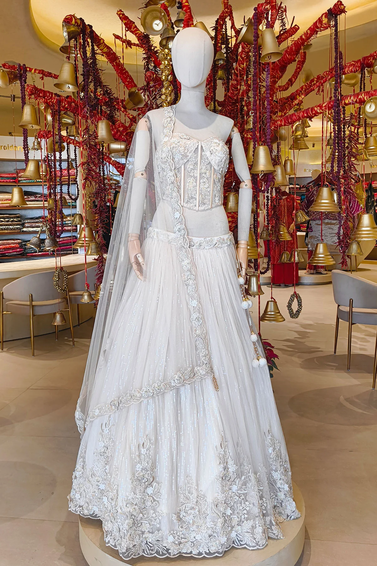 Ethereal Tussar Lehenga Set With Corset Blouse