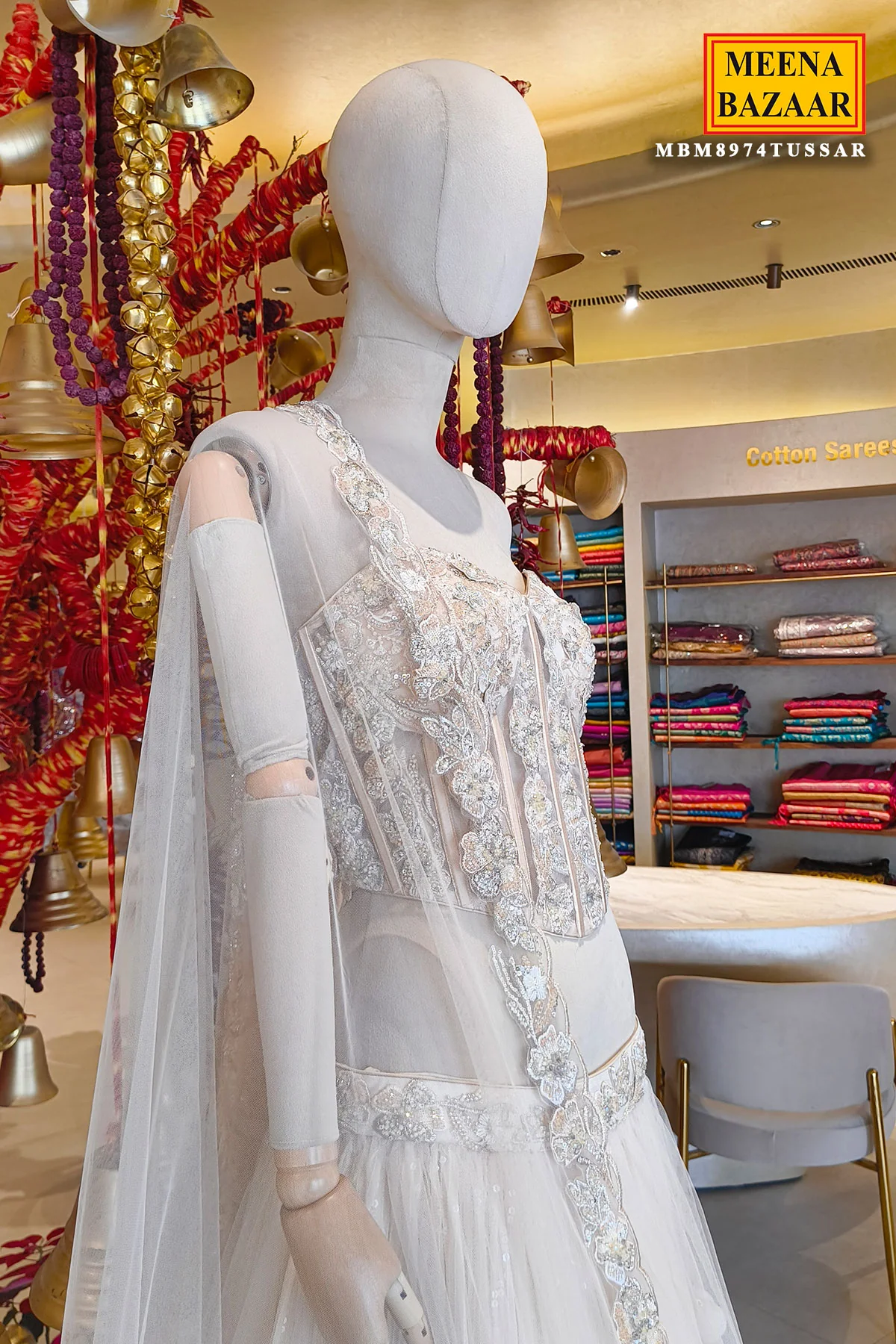Ethereal Tussar Lehenga Set With Corset Blouse - Image 5
