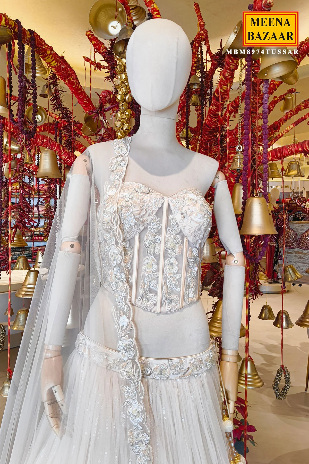 Ethereal Tussar Lehenga Set With Corset Blouse - Image 6