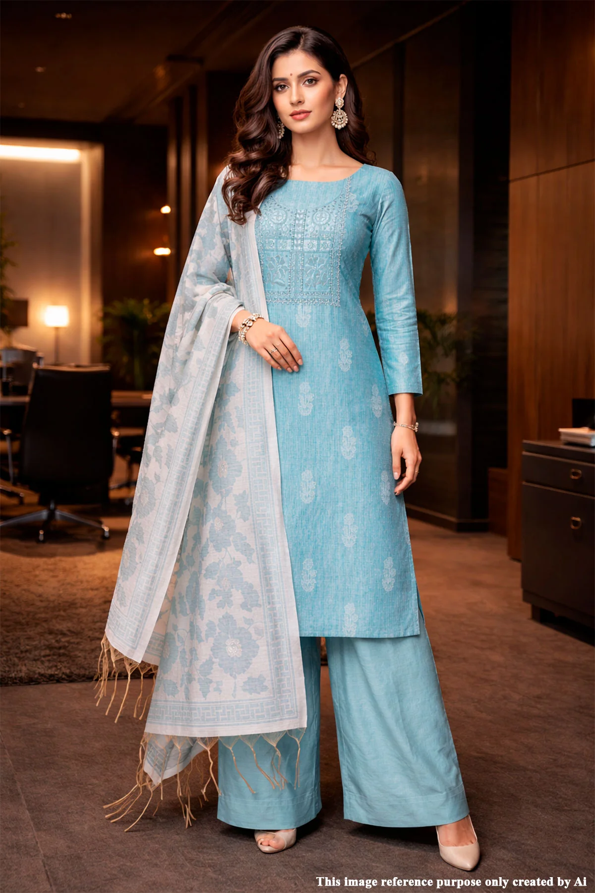 Firozi Embroidered Unstitched Suit – Elegant Ethnic Wear