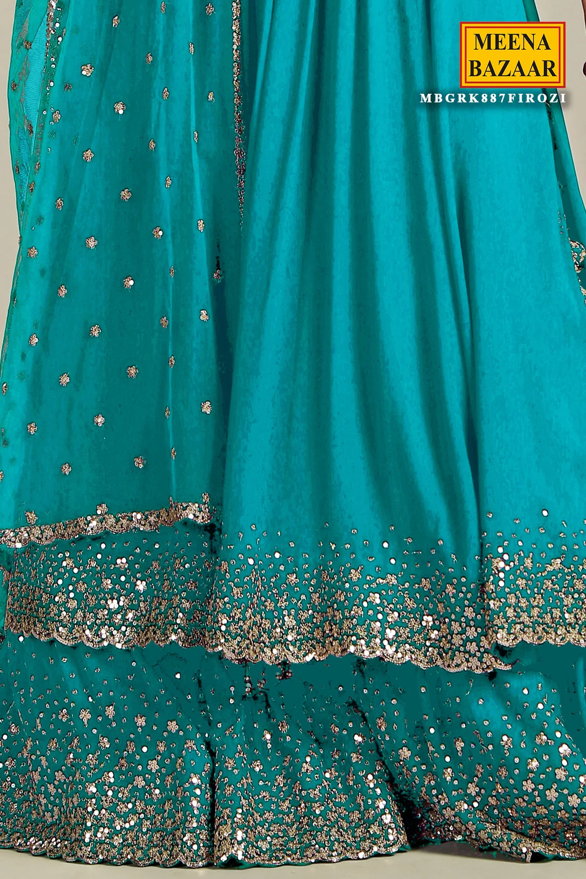 Firozi Georgette Lehenga - Image 4