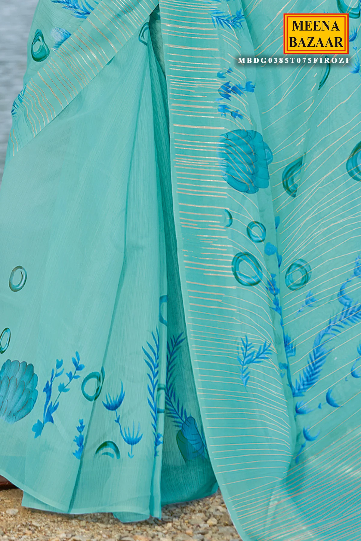 Firozi Printed Cotton Saree | Elegant Lightweight Ethnic Draping - Image 4