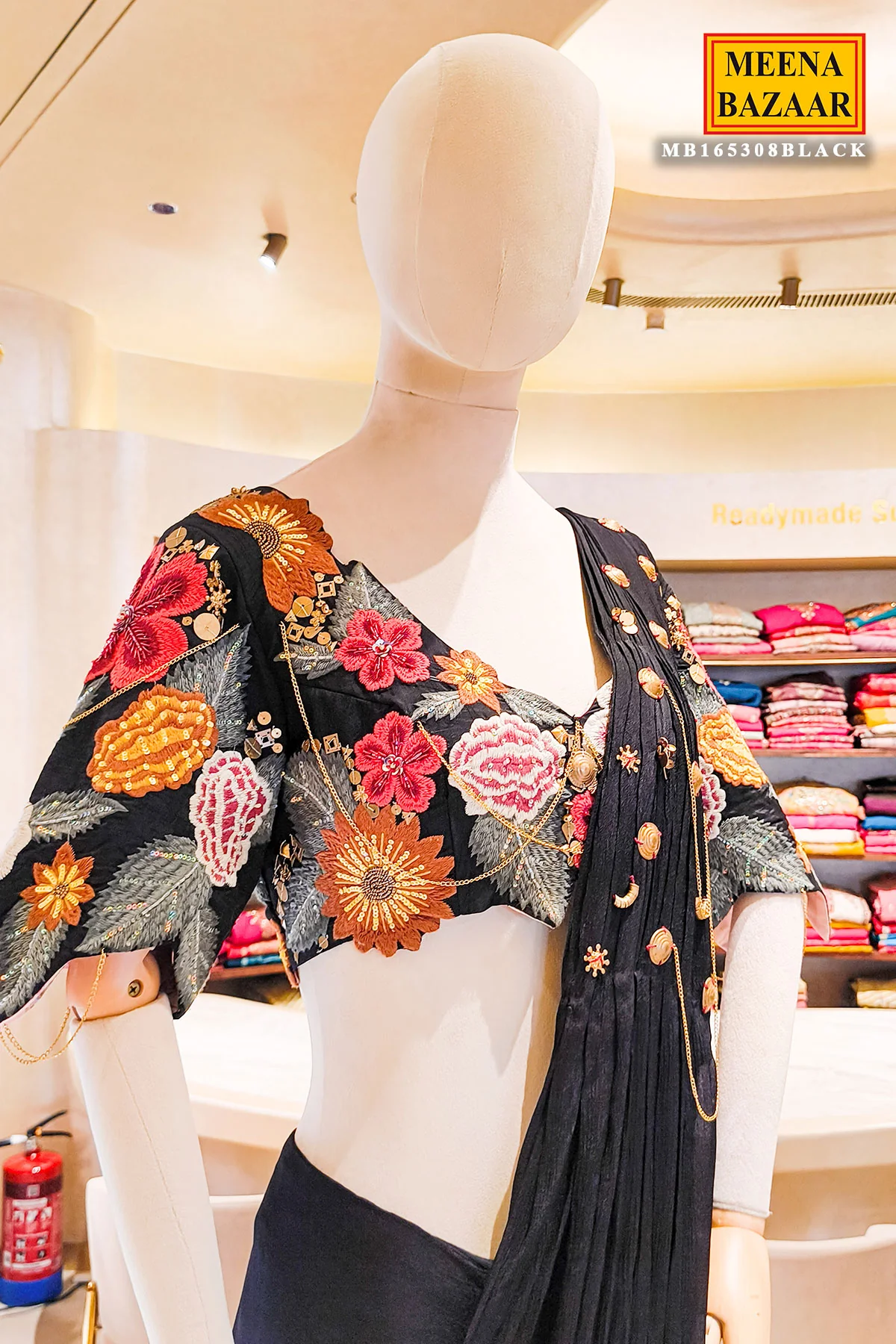 Floral Embroidered Ready To Wear Saree - Image 2